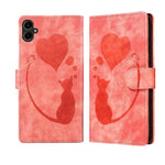 Custodia per telefono in pelle goffrata con motivo a cuore e gatto, For Samsung Galaxy A57 5G, For Samsung Galaxy A37 5G, For Galaxy A27 5G, For Samsung Galaxy A07 4G / A06 4G