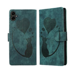 Custodia per telefono in pelle goffrata con motivo a cuore e gatto, For Samsung Galaxy A57 5G, For Samsung Galaxy A37 5G, For Galaxy A27 5G, For Samsung Galaxy A07 4G / A06 4G