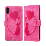 Custodia per telefono in pelle goffrata con motivo a cuore e gatto, For Samsung Galaxy A57 5G, For Samsung Galaxy A37 5G, For Galaxy A27 5G, For Samsung Galaxy A07 4G / A06 4G