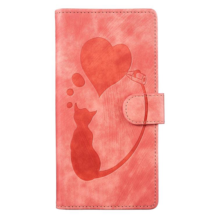 Custodia per telefono in pelle goffrata con motivo a cuore e gatto, For Samsung Galaxy A17 5G / A26 5G, For Samsung Galaxy A56 5G, For Samsung Galaxy A26 5G, For Samsung Galaxy A36 5G