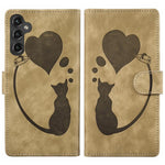 Custodia per telefono in pelle goffrata con motivo a cuore e gatto, For Samsung Galaxy A57 5G, For Samsung Galaxy A37 5G, For Galaxy A27 5G, For Samsung Galaxy A07 4G / A06 4G