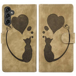 Custodia per telefono in pelle goffrata con motivo a cuore e gatto, For Samsung Galaxy A57 5G, For Samsung Galaxy A37 5G, For Galaxy A27 5G, For Samsung Galaxy A07 4G / A06 4G