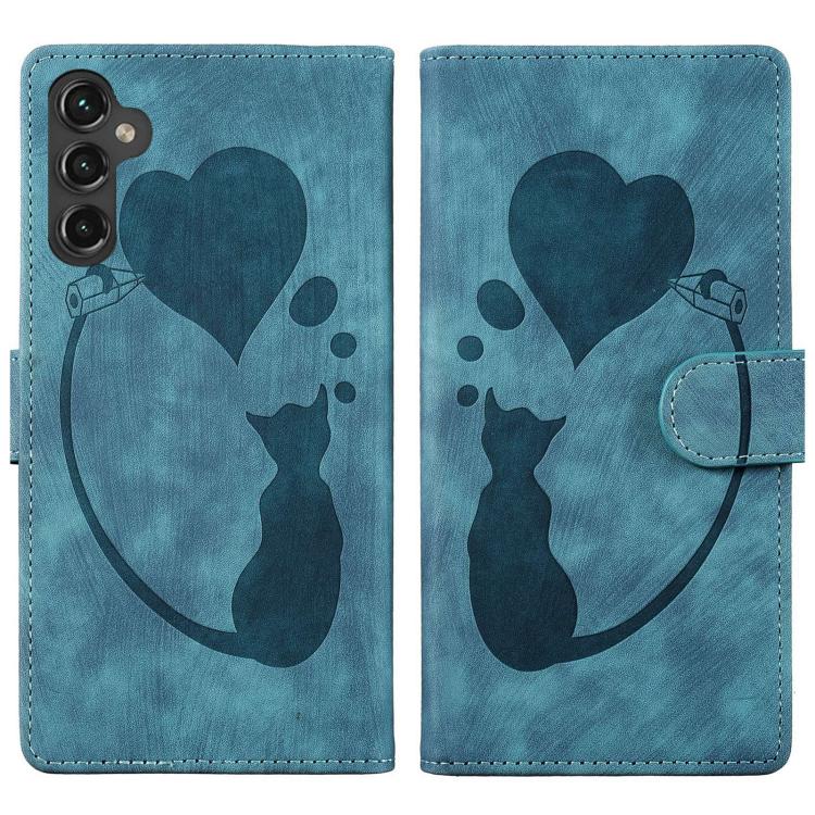 Custodia per telefono in pelle goffrata con motivo a cuore e gatto, For Samsung Galaxy A57 5G, For Samsung Galaxy A37 5G, For Galaxy A27 5G, For Samsung Galaxy A07 4G / A06 4G