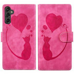 Custodia per telefono in pelle goffrata con motivo a cuore e gatto, For Samsung Galaxy A57 5G, For Samsung Galaxy A37 5G, For Galaxy A27 5G, For Samsung Galaxy A07 4G / A06 4G