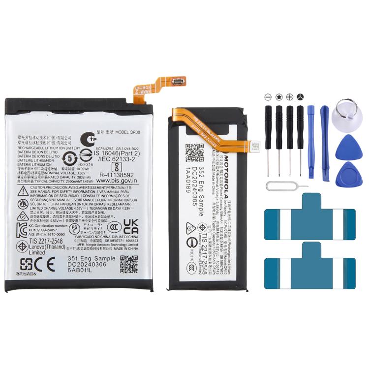 Sostituzione della batteria, For Motorola Razr 50 Ultra QR30/QR10 2832mAh/998mAh, For Motorola Razr 50 QR31/QR11 2935mAh/998mAh, For Motorola Moto G84 5G XT2347 QB50 5000mAh, For Motorola Moto G Power 5G 2023 PD50 5000mAh