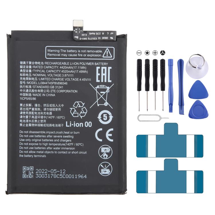 Sostituzione della batteria, For ZTE Axon 60 / 60 Lite E6706ZTE-B 5000mAh, For ZTE Blade A34 / A54 GH6701-GH6702 5000mAh, For ZTE Nubia Z60 Ultra Li3959T45P8h816761 6000mAh, For ZTE Blade V50 Vita Li3852T44P8HA26650 5200mAh