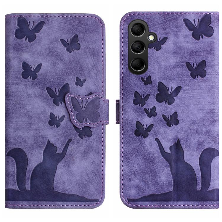 Custodia per telefono in pelle con stampa a farfalla e gatto, For Samsung Galaxy A17 5G / A26 5G, For Samsung Galaxy A56 5G, For Samsung Galaxy A26 5G, For Samsung Galaxy A36 5G