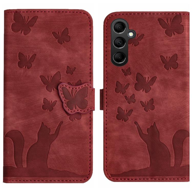 Custodia per telefono in pelle con stampa a farfalla e gatto, For Samsung Galaxy A17 5G / A26 5G, For Samsung Galaxy A56 5G, For Samsung Galaxy A26 5G, For Samsung Galaxy A36 5G