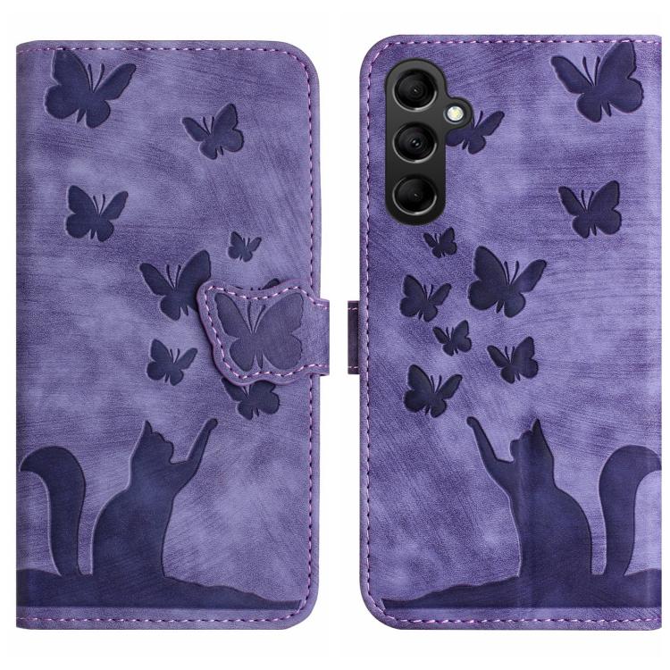 Custodia per telefono in pelle con stampa a farfalla e gatto, For Samsung Galaxy A17 5G / A26 5G, For Samsung Galaxy A56 5G, For Samsung Galaxy A26 5G, For Samsung Galaxy A36 5G