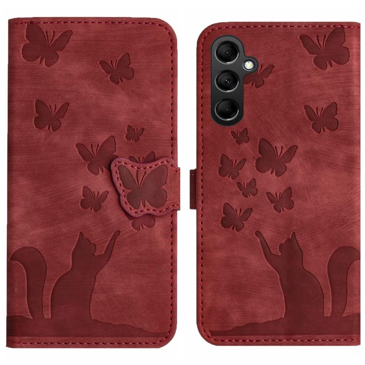 Custodia per telefono in pelle con stampa a farfalla e gatto, For Samsung Galaxy A17 5G / A26 5G, For Samsung Galaxy A56 5G, For Samsung Galaxy A26 5G, For Samsung Galaxy A36 5G