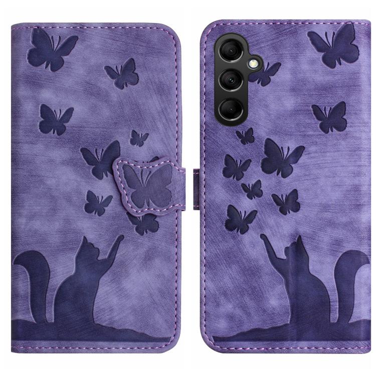 Custodia per telefono in pelle con stampa a farfalla e gatto, For Samsung Galaxy A17 5G / A26 5G, For Samsung Galaxy A56 5G, For Samsung Galaxy A26 5G, For Samsung Galaxy A36 5G