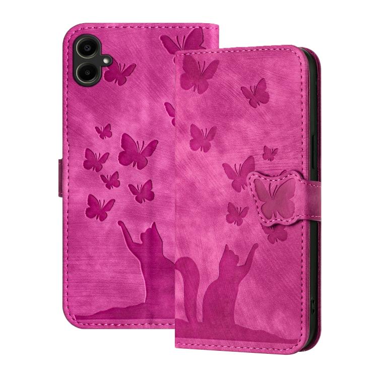 Custodia per telefono in pelle con stampa a farfalla e gatto, For Samsung Galaxy A57 5G, For Samsung Galaxy A37 5G, For Galaxy A27 5G, For Samsung Galaxy A07 4G / A06 4G