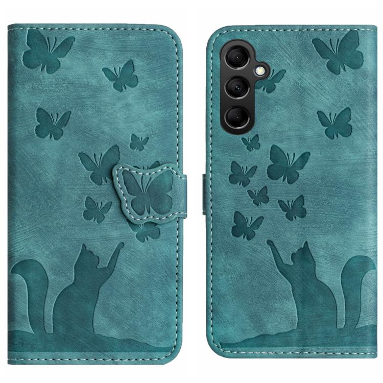 Custodia per telefono in pelle con stampa a farfalla e gatto, For Samsung Galaxy A57 5G, For Samsung Galaxy A37 5G, For Galaxy A27 5G, For Samsung Galaxy A07 4G / A06 4G