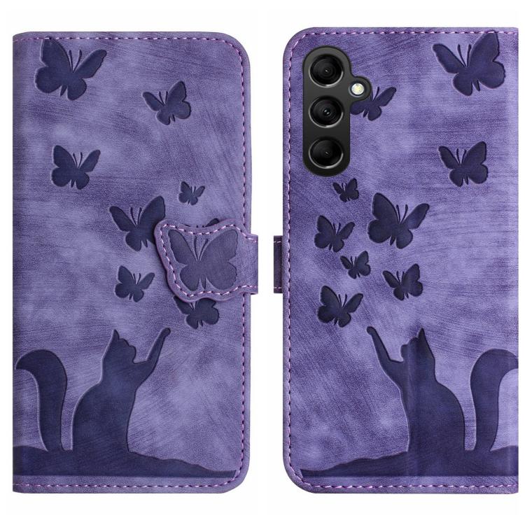 Custodia per telefono in pelle con stampa a farfalla e gatto, For Samsung Galaxy A57 5G, For Samsung Galaxy A37 5G, For Galaxy A27 5G, For Samsung Galaxy A07 4G / A06 4G