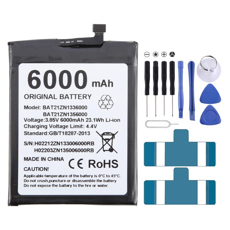 Batteria di ricambio per DOOGEE V20/V20S BAT21ZN1336000 6000mAh, S97 Pro BAT18735500 8500mAh, X96 Pro BAT20X965400 5400mAh, S59 Pro BAT20M1710050 10050mAh, S96/S96 Pro BAT20ZN1296350 6350mAh