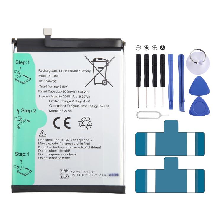 Sostituzione della batteria, For Infinix Note 30 BL-49PT 5000mAh, For Infinix Hot 20 5G X666 BL-49HX 5000mAh, For lnfinix Note 12 Vip X672 BL-44FX 2250mAh, For Infinix Smart HD 2021 X612B X612 BL-49IT 5000mAh, For lnfinix BL-49MT 4900mAh