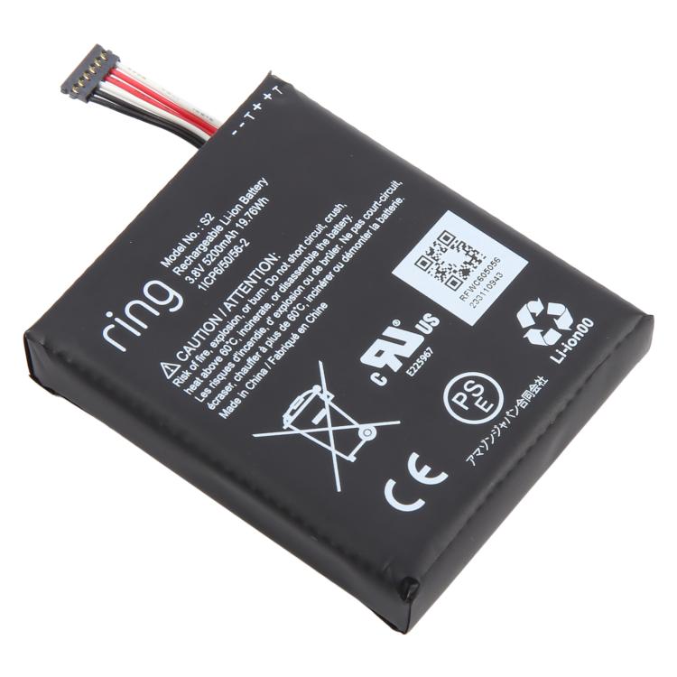 Battery Replacement, For Ring Video Doorbell Ring S2 5200mAh