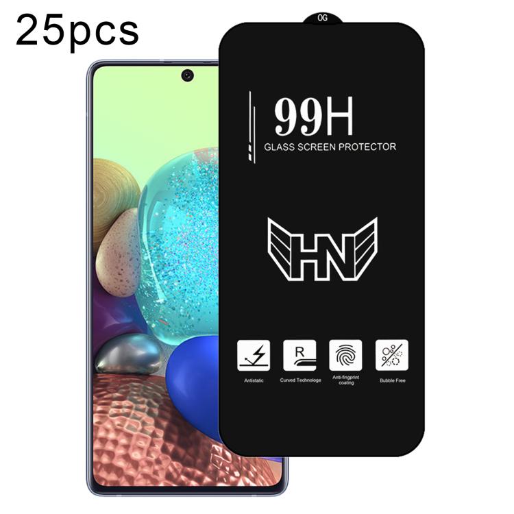 25 pezzi di pellicola in vetro temperato a schermo intero con grande arco in alluminio, For Samsung Galaxy A42 5G, For Samsung Galaxy A71 5G UW, For Samsung Galaxy A Quantum, For Samsung Galaxy A21s, For Samsung Galaxy A51 5G UW, For Samsung Galaxy A71...