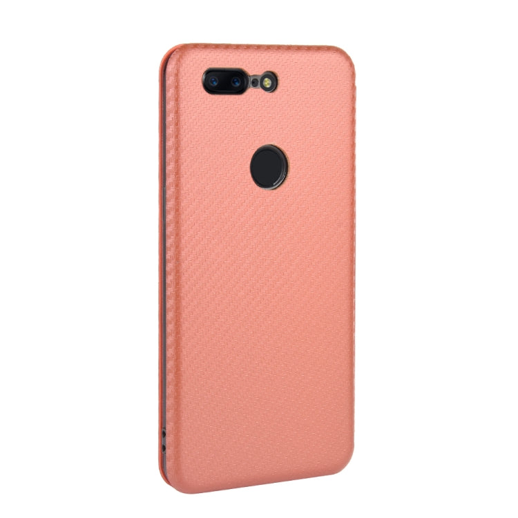 Struttura in fibra di carbonio Flip orizzontale magnetico Custodia in pelle TPU + PC + PU con slot per schede, For OnePlus 5T, For OnePlus 5, For OnePlus 6T, For OnePlus 6