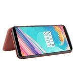 Struttura in fibra di carbonio Flip orizzontale magnetico Custodia in pelle TPU + PC + PU con slot per schede, For OnePlus 5T, For OnePlus 5, For OnePlus 6T, For OnePlus 6