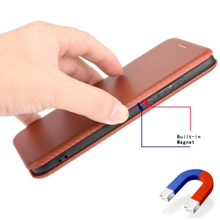 Struttura in fibra di carbonio Flip orizzontale magnetico Custodia in pelle TPU + PC + PU con slot per schede, For OnePlus 5T, For OnePlus 5, For OnePlus 6T, For OnePlus 6