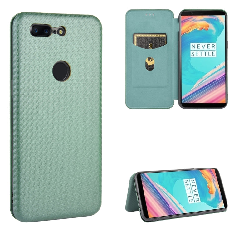 Struttura in fibra di carbonio Flip orizzontale magnetico Custodia in pelle TPU + PC + PU con slot per schede, For OnePlus 5T, For OnePlus 5, For OnePlus 6T, For OnePlus 6