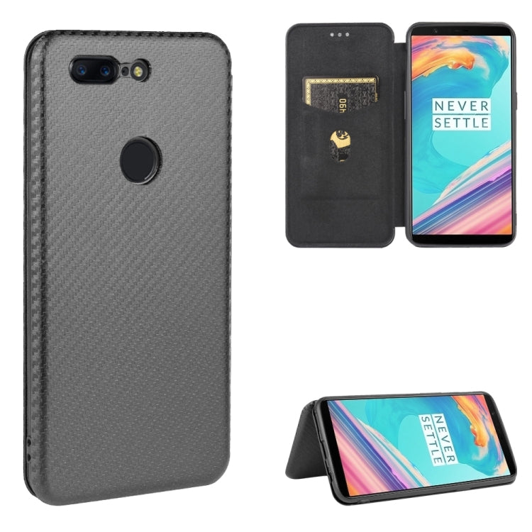 Struttura in fibra di carbonio Flip orizzontale magnetico Custodia in pelle TPU + PC + PU con slot per schede, For OnePlus 5T, For OnePlus 5, For OnePlus 6T, For OnePlus 6