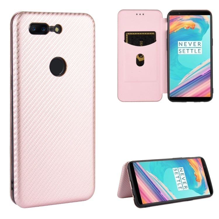 Struttura in fibra di carbonio Flip orizzontale magnetico Custodia in pelle TPU + PC + PU con slot per schede, For OnePlus 5T, For OnePlus 5, For OnePlus 6T, For OnePlus 6