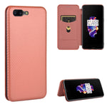 Struttura in fibra di carbonio Flip orizzontale magnetico Custodia in pelle TPU + PC + PU con slot per schede, For OnePlus 5T, For OnePlus 5, For OnePlus 6T, For OnePlus 6