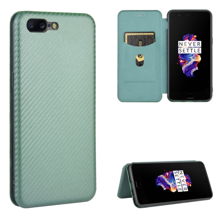 Struttura in fibra di carbonio Flip orizzontale magnetico Custodia in pelle TPU + PC + PU con slot per schede, For OnePlus 5T, For OnePlus 5, For OnePlus 6T, For OnePlus 6