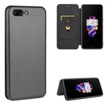 Struttura in fibra di carbonio Flip orizzontale magnetico Custodia in pelle TPU + PC + PU con slot per schede, For OnePlus 5T, For OnePlus 5, For OnePlus 6T, For OnePlus 6