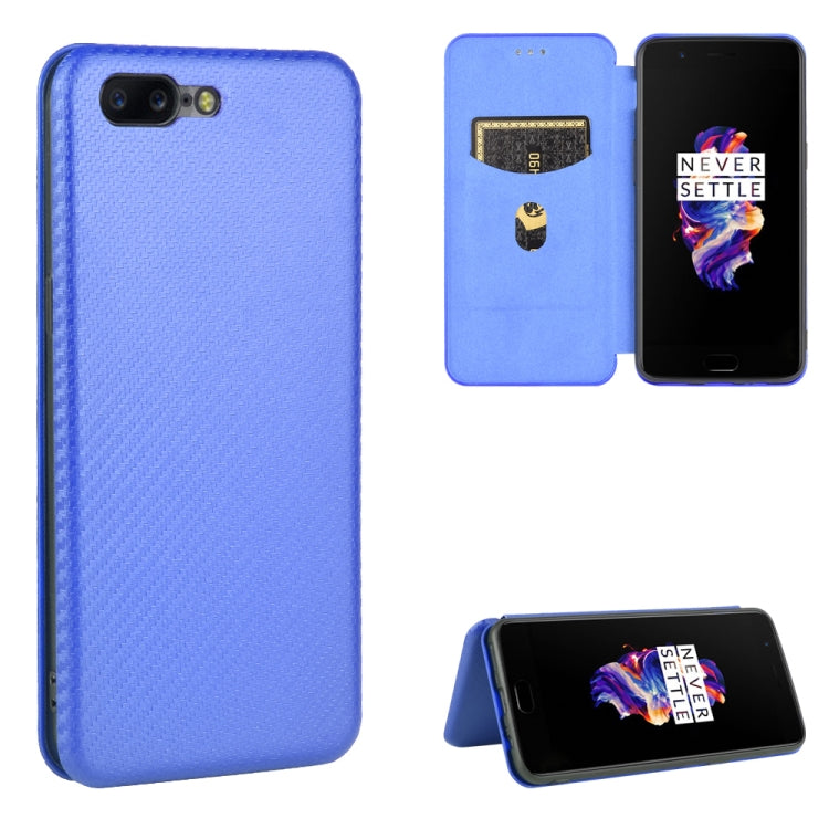 Struttura in fibra di carbonio Flip orizzontale magnetico Custodia in pelle TPU + PC + PU con slot per schede, For OnePlus 5T, For OnePlus 5, For OnePlus 6T, For OnePlus 6