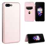 Struttura in fibra di carbonio Flip orizzontale magnetico Custodia in pelle TPU + PC + PU con slot per schede, For OnePlus 5T, For OnePlus 5, For OnePlus 6T, For OnePlus 6