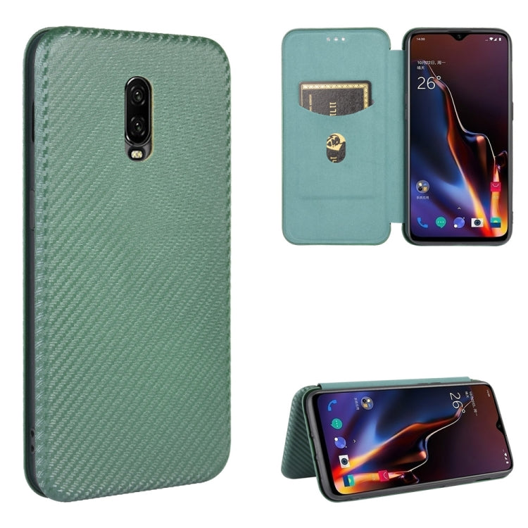 Struttura in fibra di carbonio Flip orizzontale magnetico Custodia in pelle TPU + PC + PU con slot per schede, For OnePlus 5T, For OnePlus 5, For OnePlus 6T, For OnePlus 6
