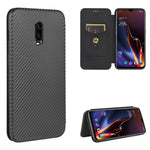 Struttura in fibra di carbonio Flip orizzontale magnetico Custodia in pelle TPU + PC + PU con slot per schede, For OnePlus 5T, For OnePlus 5, For OnePlus 6T, For OnePlus 6