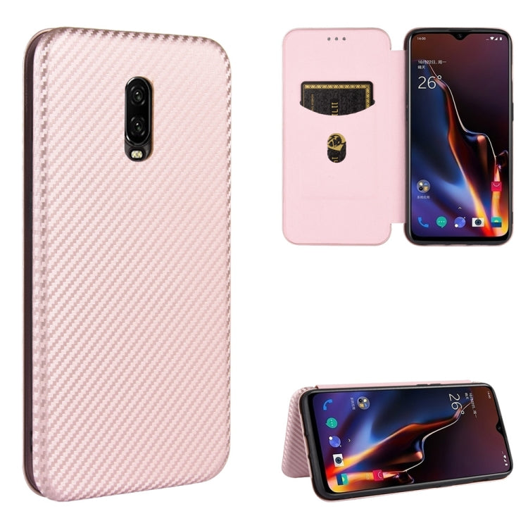 Struttura in fibra di carbonio Flip orizzontale magnetico Custodia in pelle TPU + PC + PU con slot per schede, For OnePlus 5T, For OnePlus 5, For OnePlus 6T, For OnePlus 6