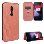 Struttura in fibra di carbonio Flip orizzontale magnetico Custodia in pelle TPU + PC + PU con slot per schede, For OnePlus 5T, For OnePlus 5, For OnePlus 6T, For OnePlus 6