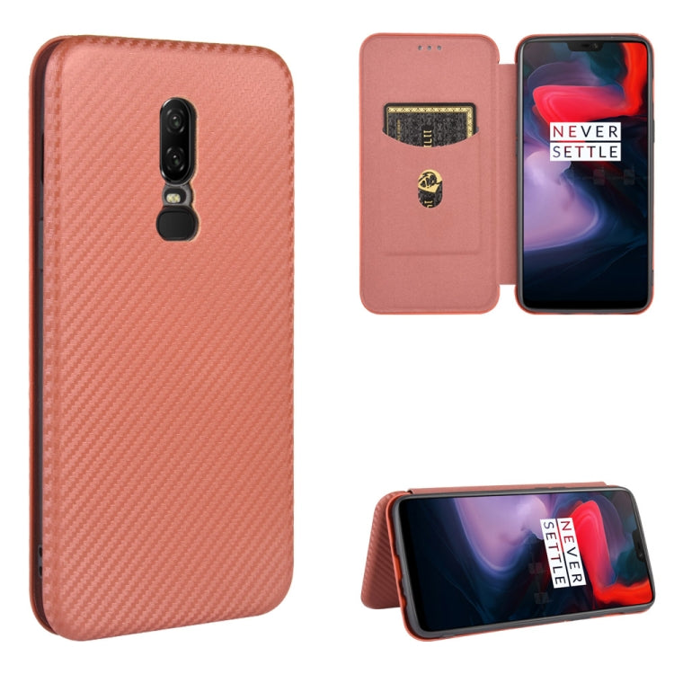 Struttura in fibra di carbonio Flip orizzontale magnetico Custodia in pelle TPU + PC + PU con slot per schede, For OnePlus 5T, For OnePlus 5, For OnePlus 6T, For OnePlus 6