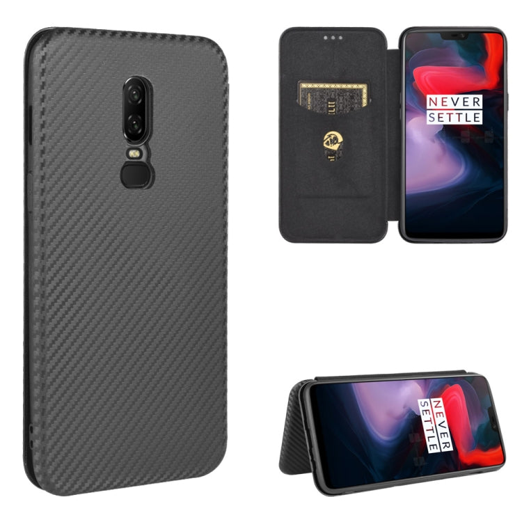 Struttura in fibra di carbonio Flip orizzontale magnetico Custodia in pelle TPU + PC + PU con slot per schede, For OnePlus 5T, For OnePlus 5, For OnePlus 6T, For OnePlus 6
