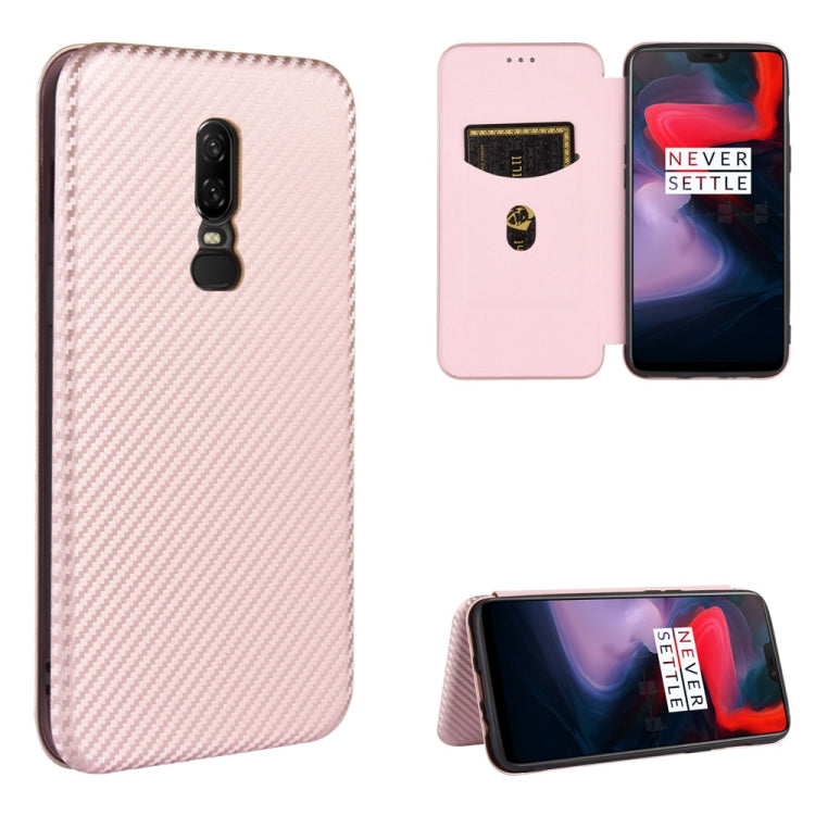 Struttura in fibra di carbonio Flip orizzontale magnetico Custodia in pelle TPU + PC + PU con slot per schede, For OnePlus 5T, For OnePlus 5, For OnePlus 6T, For OnePlus 6