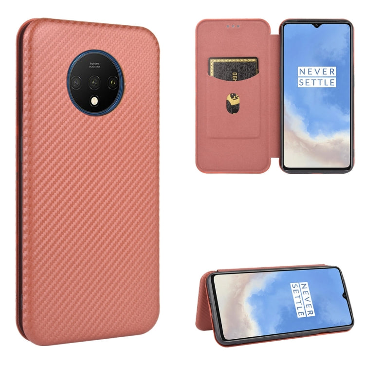 Struttura in fibra di carbonio Flip orizzontale magnetico Custodia in pelle TPU + PC + PU con slot per schede, For OnePlus 7T, For OnePlus 7, For OnePlus 7T Pro, For OnePlus 7 Pro