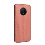Struttura in fibra di carbonio Flip orizzontale magnetico Custodia in pelle TPU + PC + PU con slot per schede, For OnePlus 7T, For OnePlus 7, For OnePlus 7T Pro, For OnePlus 7 Pro