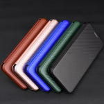 Struttura in fibra di carbonio Flip orizzontale magnetico Custodia in pelle TPU + PC + PU con slot per schede, For OnePlus 7T, For OnePlus 7, For OnePlus 7T Pro, For OnePlus 7 Pro