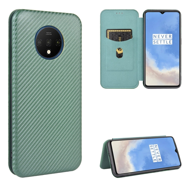 Struttura in fibra di carbonio Flip orizzontale magnetico Custodia in pelle TPU + PC + PU con slot per schede, For OnePlus 7T, For OnePlus 7, For OnePlus 7T Pro, For OnePlus 7 Pro