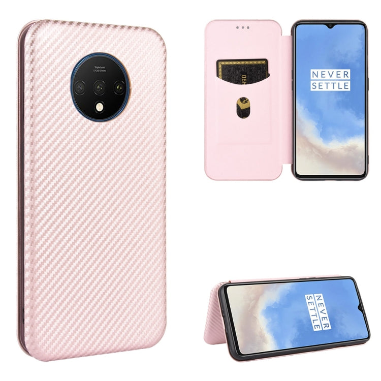 Struttura in fibra di carbonio Flip orizzontale magnetico Custodia in pelle TPU + PC + PU con slot per schede, For OnePlus 7T, For OnePlus 7, For OnePlus 7T Pro, For OnePlus 7 Pro