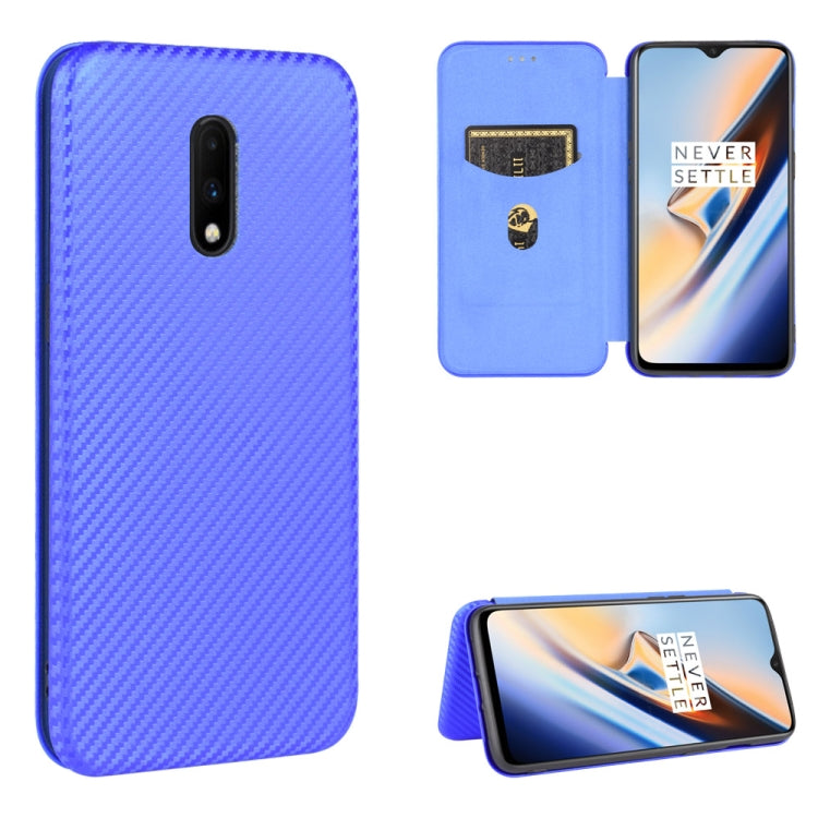 Struttura in fibra di carbonio Flip orizzontale magnetico Custodia in pelle TPU + PC + PU con slot per schede, For OnePlus 7T, For OnePlus 7, For OnePlus 7T Pro, For OnePlus 7 Pro