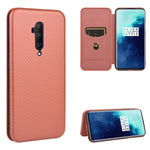 Struttura in fibra di carbonio Flip orizzontale magnetico Custodia in pelle TPU + PC + PU con slot per schede, For OnePlus 7T, For OnePlus 7, For OnePlus 7T Pro, For OnePlus 7 Pro
