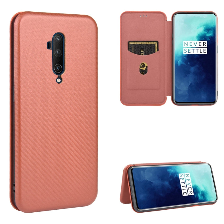 Struttura in fibra di carbonio Flip orizzontale magnetico Custodia in pelle TPU + PC + PU con slot per schede, For OnePlus 7T, For OnePlus 7, For OnePlus 7T Pro, For OnePlus 7 Pro