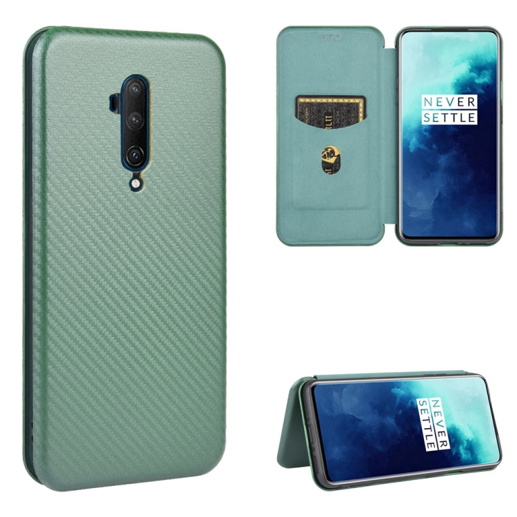 Struttura in fibra di carbonio Flip orizzontale magnetico Custodia in pelle TPU + PC + PU con slot per schede, For OnePlus 7T, For OnePlus 7, For OnePlus 7T Pro, For OnePlus 7 Pro