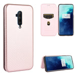 Struttura in fibra di carbonio Flip orizzontale magnetico Custodia in pelle TPU + PC + PU con slot per schede, For OnePlus 7T, For OnePlus 7, For OnePlus 7T Pro, For OnePlus 7 Pro